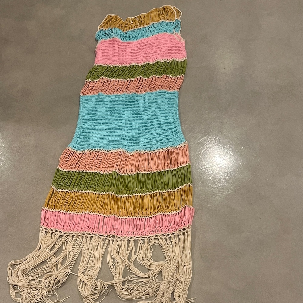 MARBLE Yellow and Teal Fringe Detail - Picture 5 of 6